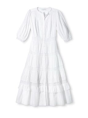 Loveshackfancy Phoebe Tiered Cotton Button Down Dress Revolve Free People